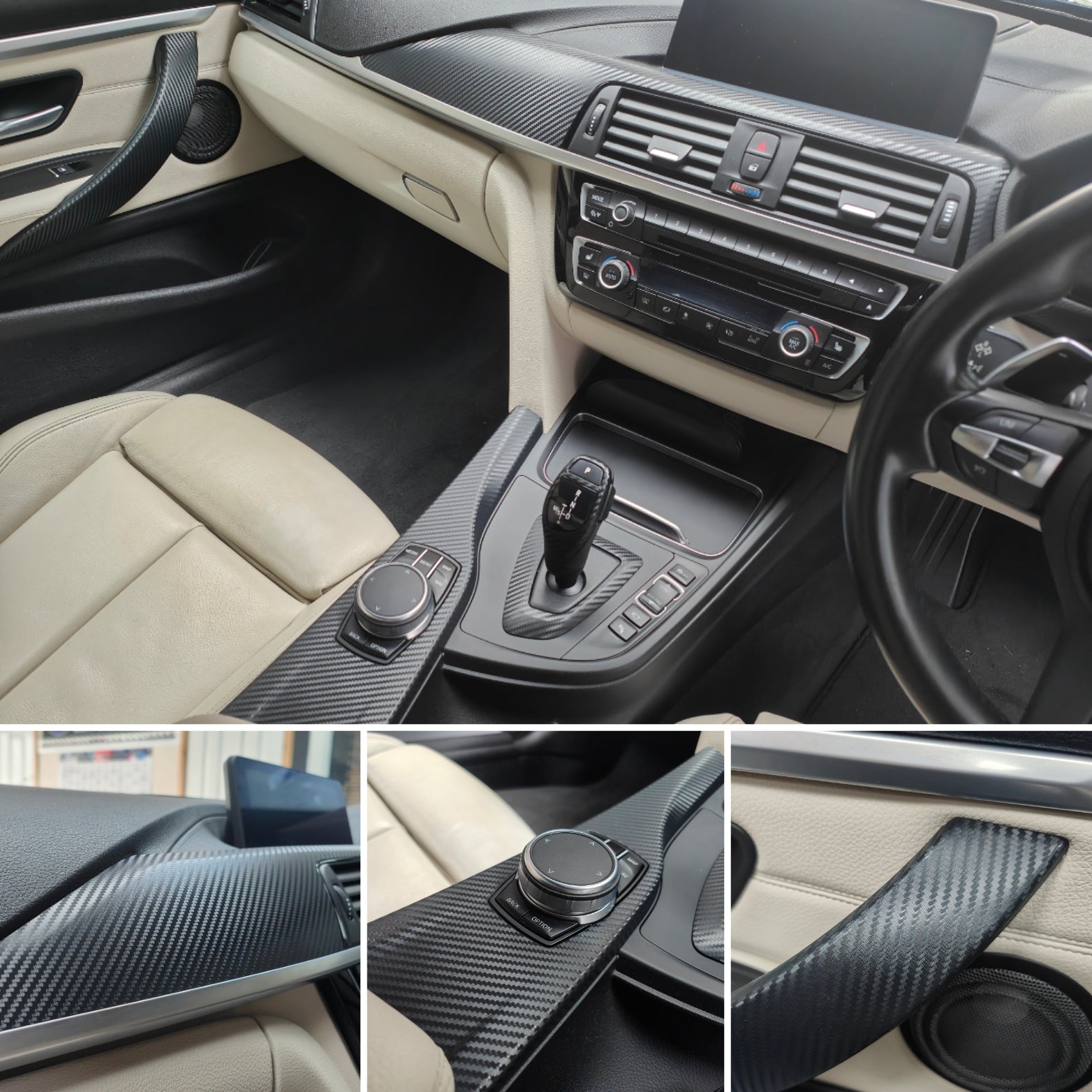 WRAPPING SERVICE - BMW F30 F32 INTERIOR TRIM SET - 3D CARBON - SILVER ACCENT